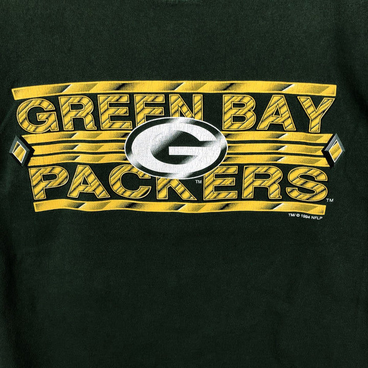 90'S Logo 7 NFL Green Bay Packers sports print T-shirt, Made in USA, Men's size M (approx.) cotton Green type dark green Vintage Second Hand