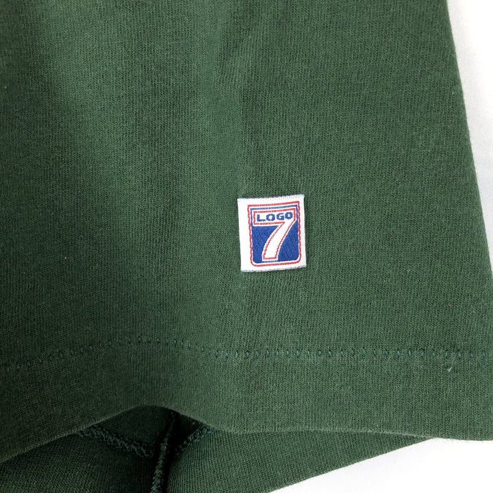 90'S Logo 7 NFL Green Bay Packers sports print T-shirt, Made in USA, Men's size M (approx.) cotton Green type dark green Vintage Second Hand