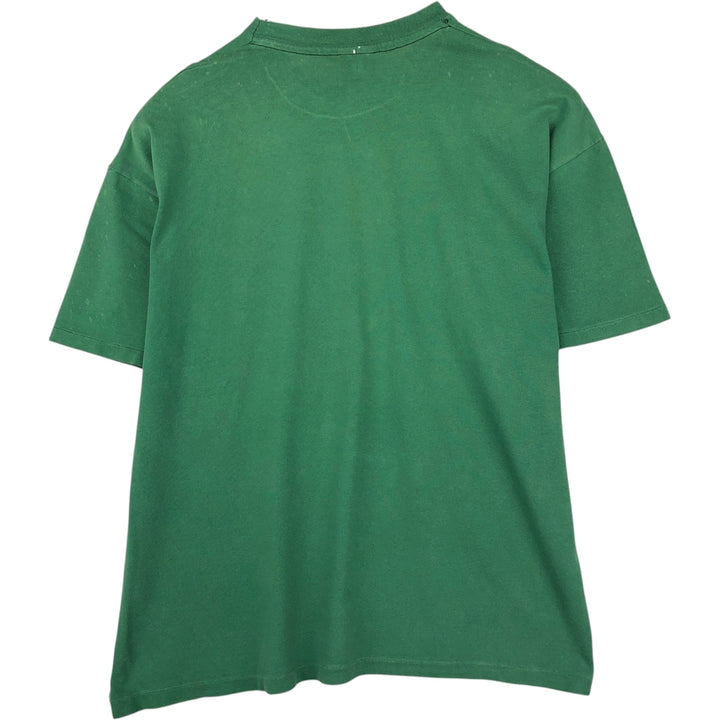 80'S Hanes BEEFY-T sports print T-shirt, made in USA, men's size XXL equivalent. cotton green type Vintage Second Hand