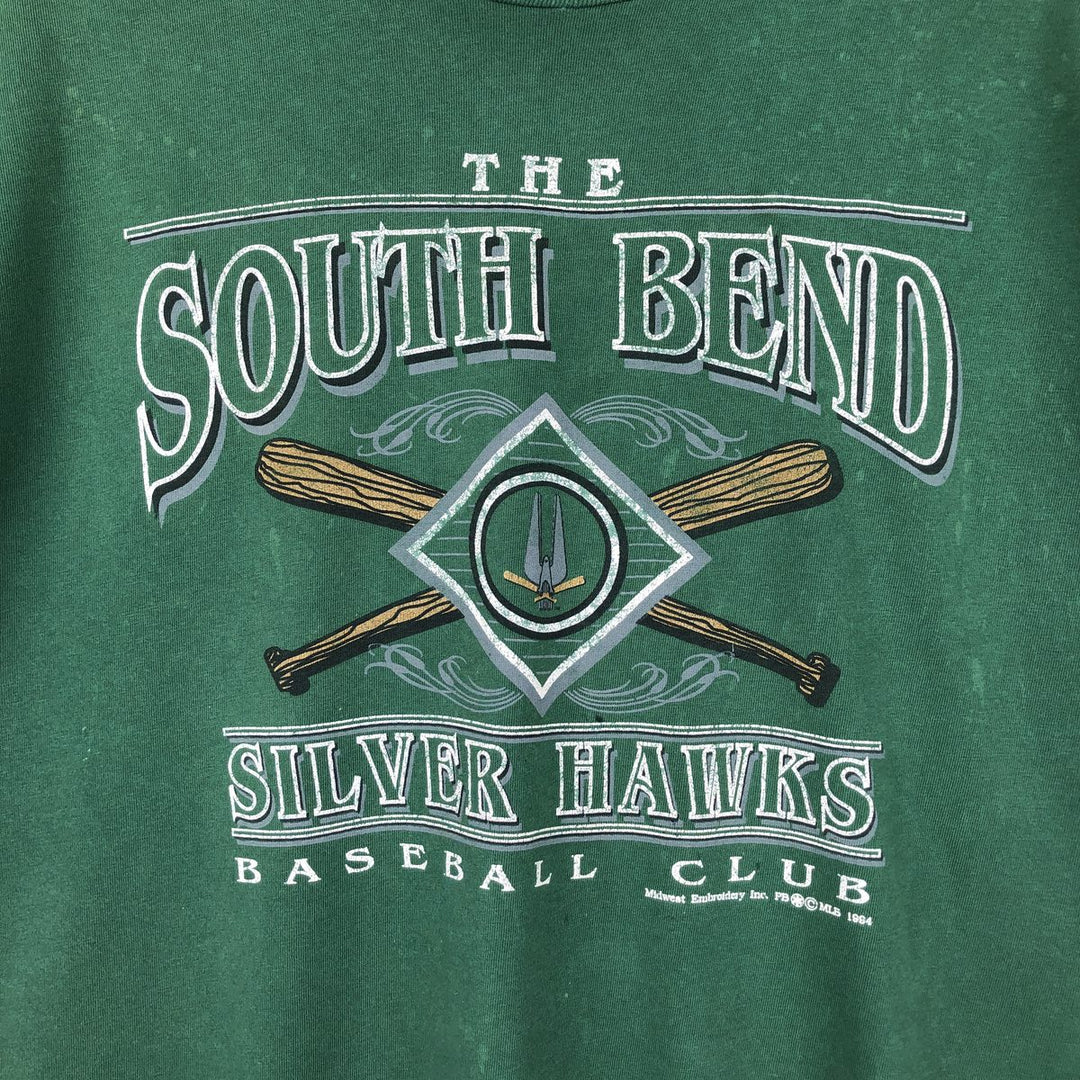 80'S Hanes BEEFY-T sports print T-shirt, made in USA, men's size XXL equivalent. cotton green type Vintage Second Hand