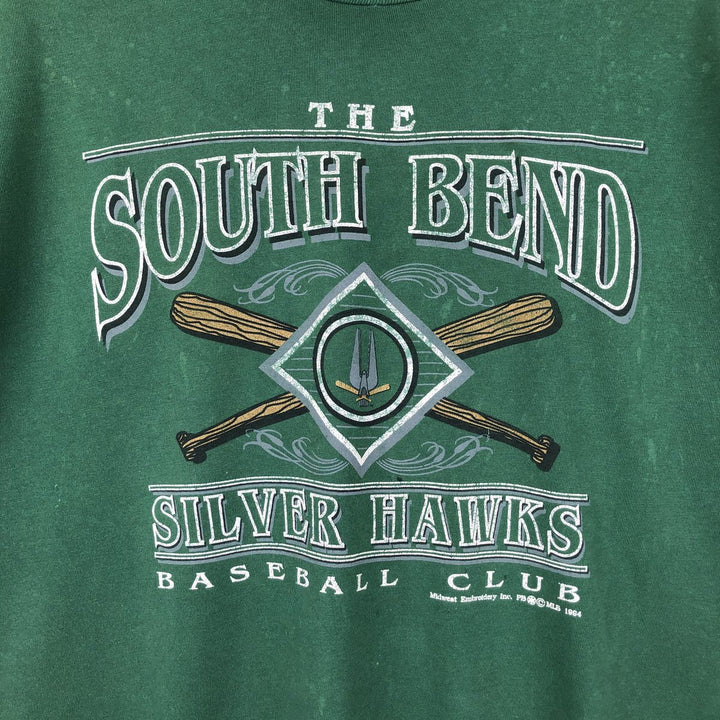 80'S Hanes BEEFY-T sports print T-shirt, made in USA, men's size XXL equivalent. cotton green type Vintage Second Hand