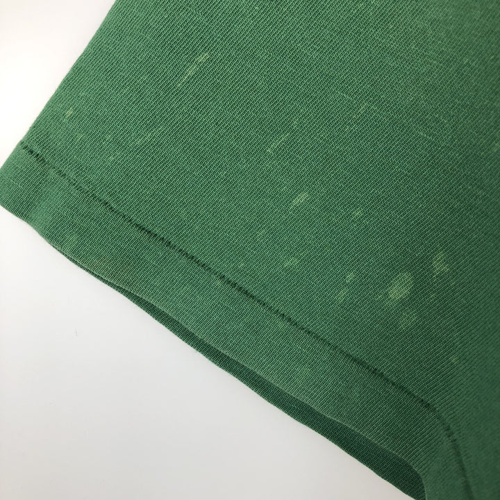 80'S Hanes BEEFY-T sports print T-shirt, made in USA, men's size XXL equivalent. cotton green type Vintage Second Hand