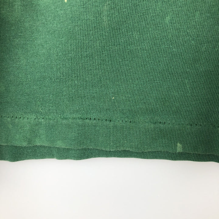 80'S Hanes BEEFY-T sports print T-shirt, made in USA, men's size XXL equivalent. cotton green type Vintage Second Hand