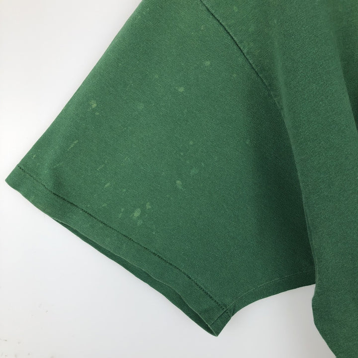 80'S Hanes BEEFY-T sports print T-shirt, made in USA, men's size XXL equivalent. cotton green type Vintage Second Hand