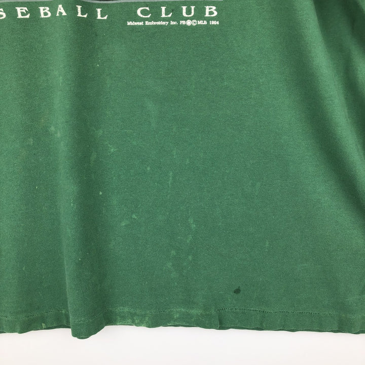 80'S Hanes BEEFY-T sports print T-shirt, made in USA, men's size XXL equivalent. cotton green type Vintage Second Hand