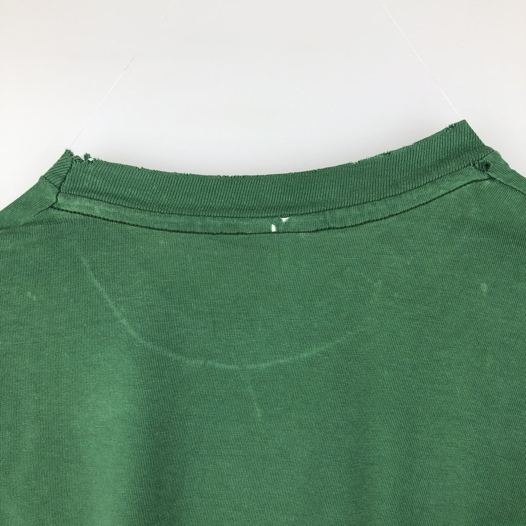 80'S Hanes BEEFY-T sports print T-shirt, made in USA, men's size XXL equivalent. cotton green type Vintage Second Hand