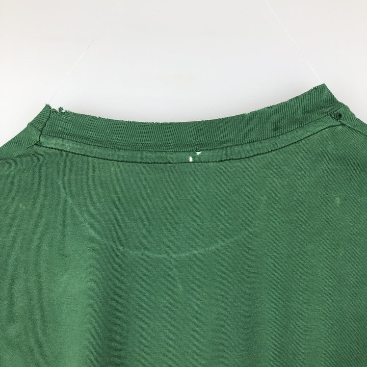 80'S Hanes BEEFY-T sports print T-shirt, made in USA, men's size XXL equivalent. cotton green type Vintage Second Hand