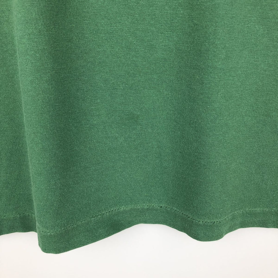80'S Hanes BEEFY-T sports print T-shirt, made in USA, men's size XXL equivalent. cotton green type Vintage Second Hand