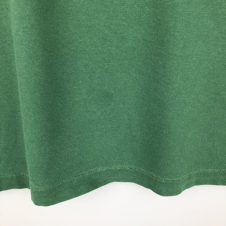 80'S Hanes BEEFY-T sports print T-shirt, made in USA, men's size XXL equivalent. cotton green type Vintage Second Hand