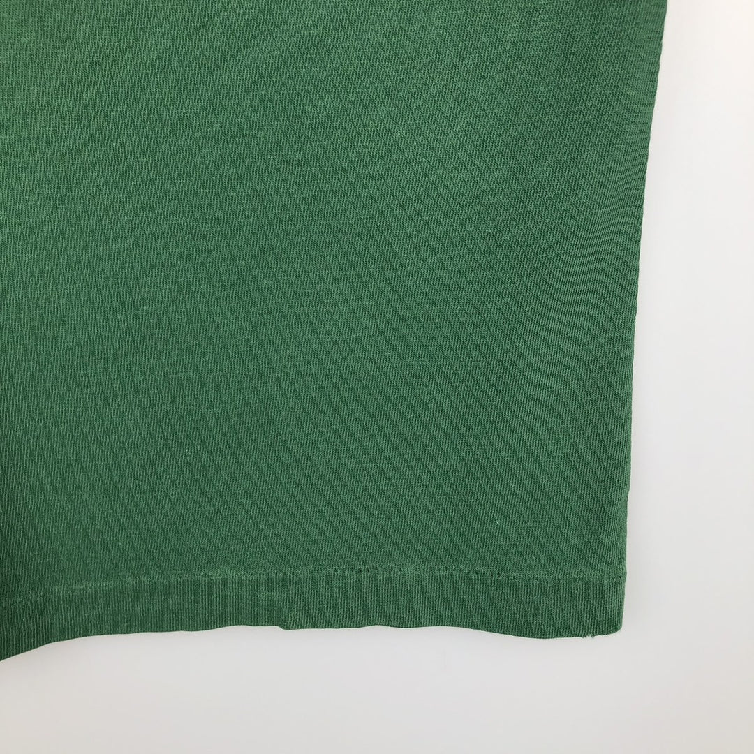 80'S Hanes BEEFY-T sports print T-shirt, made in USA, men's size XXL equivalent. cotton green type Vintage Second Hand