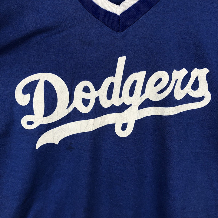90'S Russell Los Angeles Dodgers MLB V-neck Logo Print T-Shirt, Made in USA, Men's Size M (Equivalent), Vintage polyester blue type Vintage Second Hand