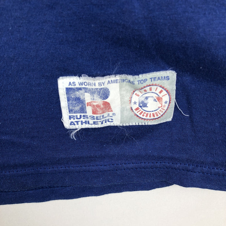90'S Russell Los Angeles Dodgers MLB V-neck Logo Print T-Shirt, Made in USA, Men's Size M (Equivalent), Vintage polyester blue type Vintage Second Hand
