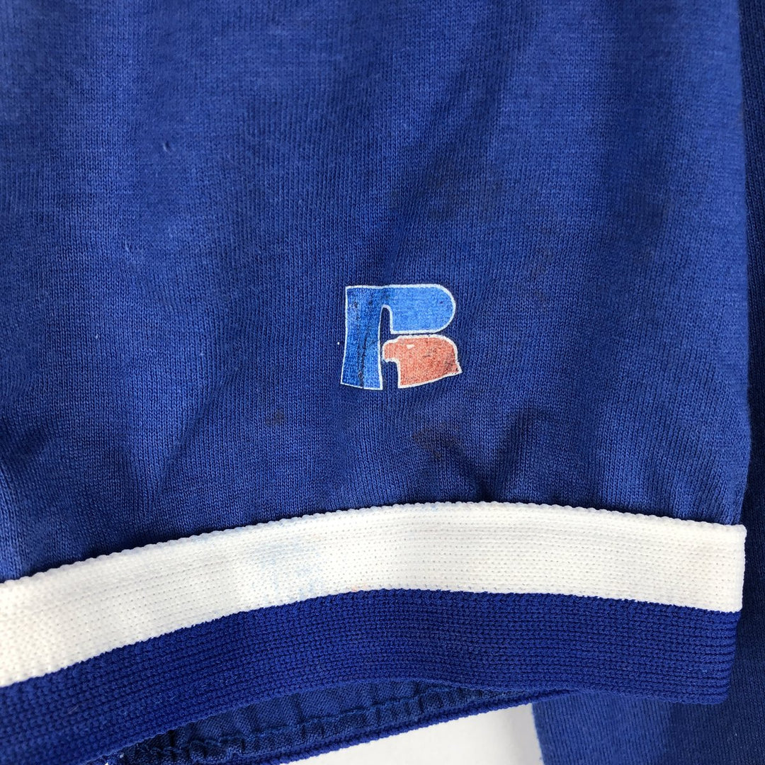 90'S Russell Los Angeles Dodgers MLB V-neck Logo Print T-Shirt, Made in USA, Men's Size M (Equivalent), Vintage polyester blue type Vintage Second Hand
