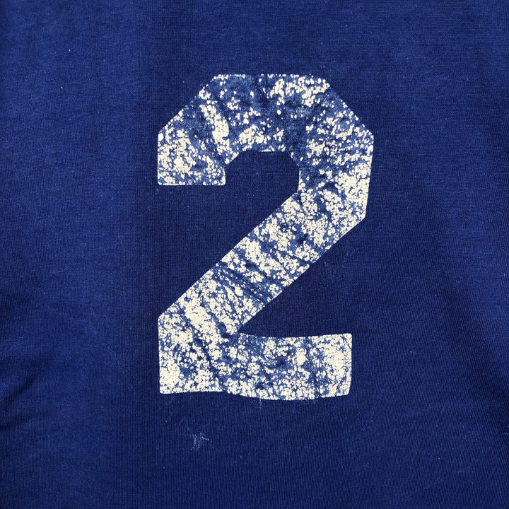 90'S Russell Los Angeles Dodgers MLB V-neck Logo Print T-Shirt, Made in USA, Men's Size M (Equivalent), Vintage polyester blue type Vintage Second Hand