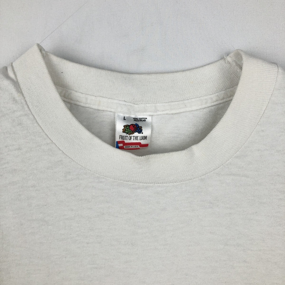 90'S Fruit of the Loom GOLDEN GLOVES Print T-Shirt, Made in USA, Men's Size L (Equivalent), Vintage cotton white type Vintage Second Hand