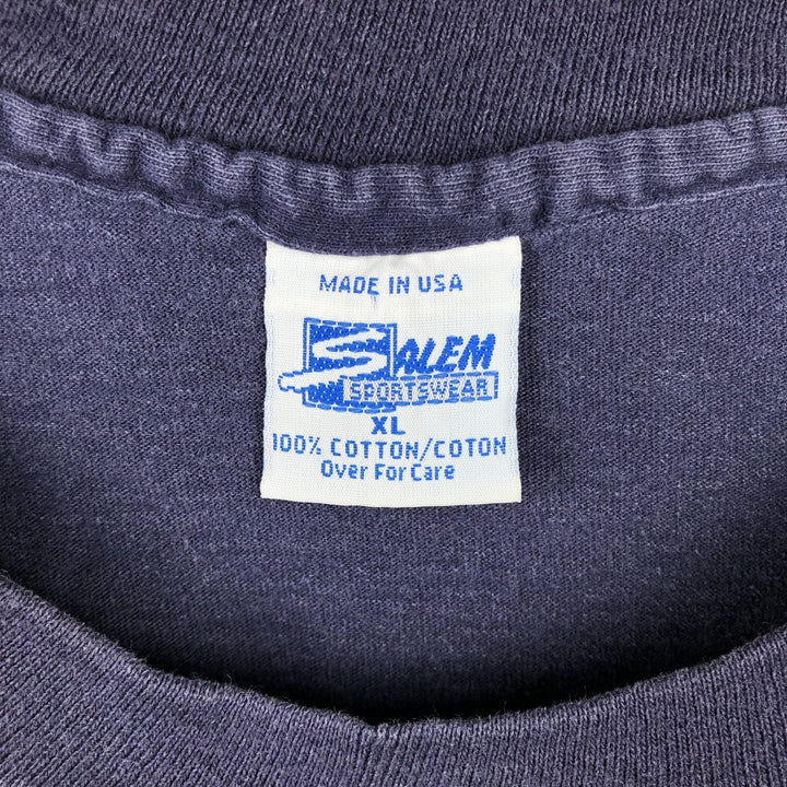 90'S SALEM MLB CLEVELAND INDIANS sports print T-shirt, Made in USA, Men's XL equivalent. cotton navy blue type Vintage Second Hand