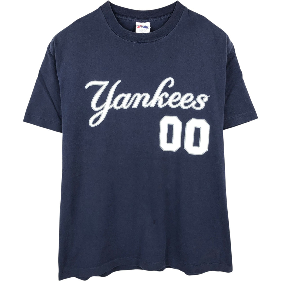 90'S Majestic MLB New York Yankees Sports Print T-Shirt, Made in USA, Men's XL equivalent, Vintage cotton navy blue type Vintage Second Hand
