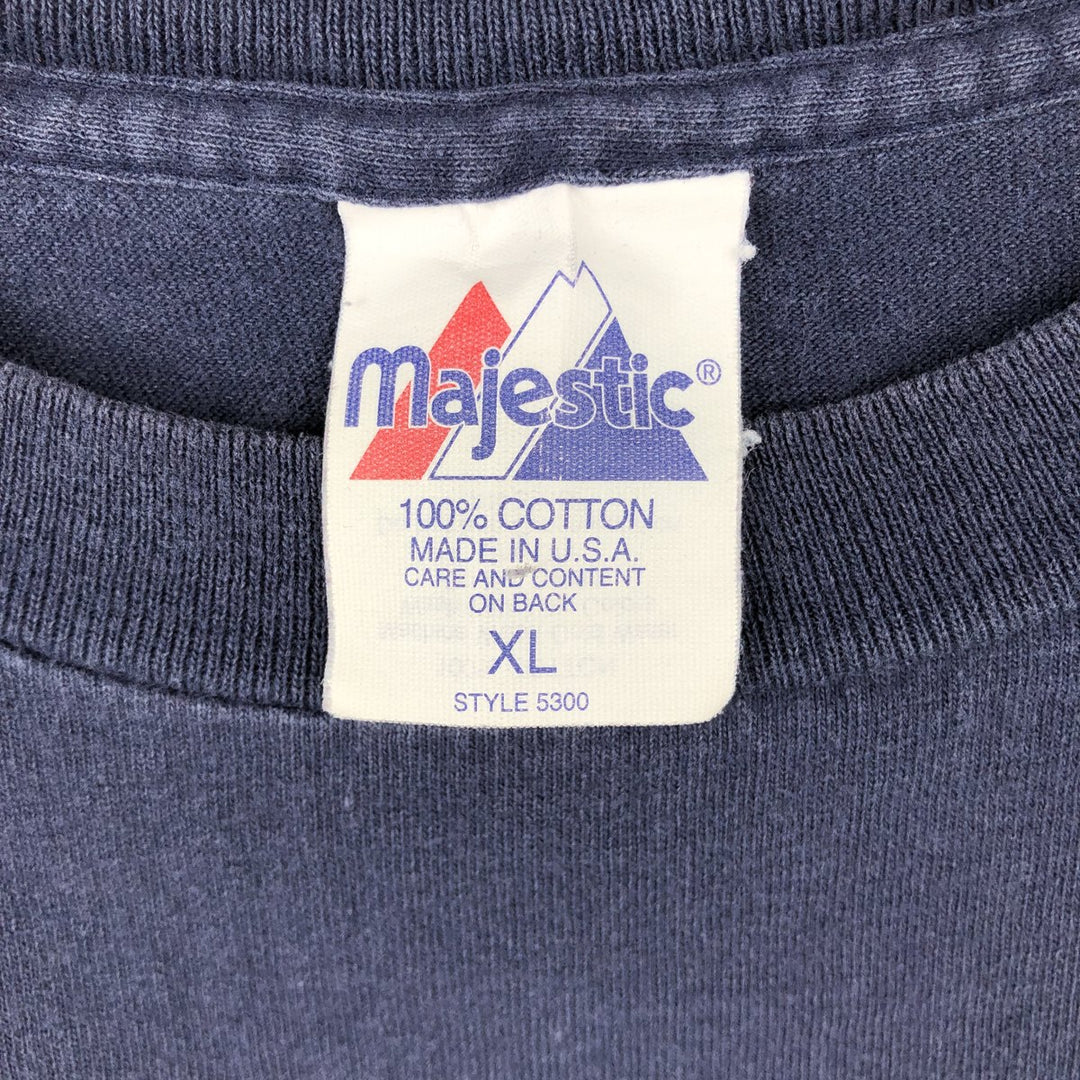 90'S Majestic MLB New York Yankees Sports Print T-Shirt, Made in USA, Men's XL equivalent, Vintage cotton navy blue type Vintage Second Hand