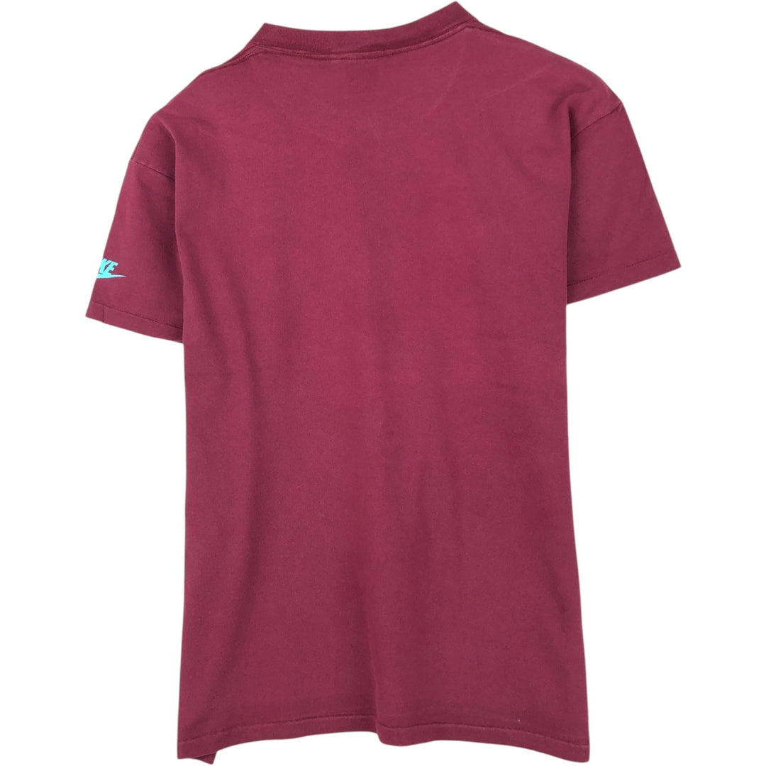 90'S Nike Silver Tag Sports Print T-Shirt Made in USA Men's L Size Vintage cotton wine-red Vintage Second Hand