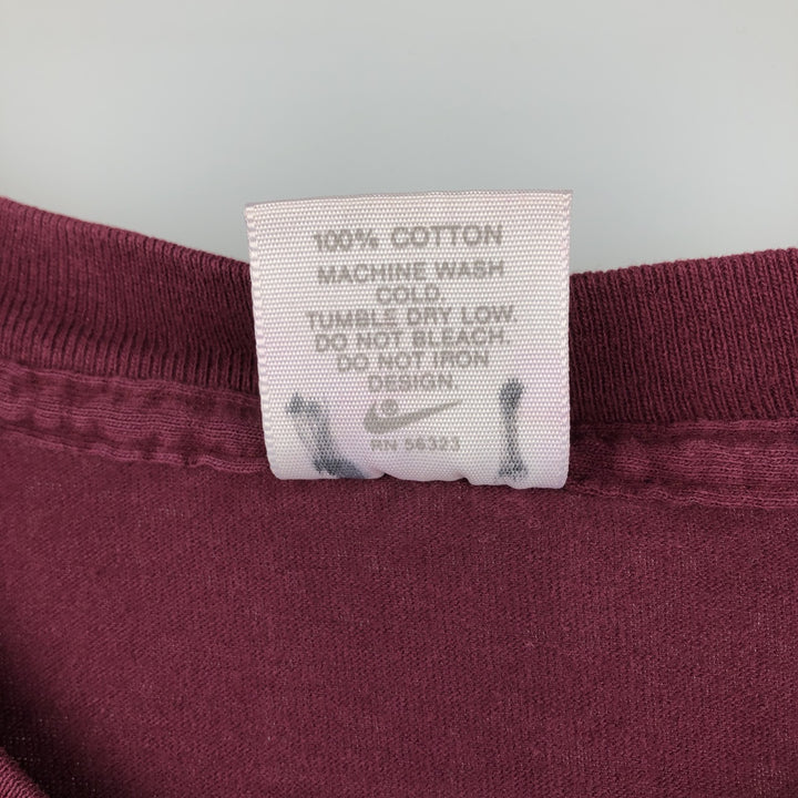 90'S Nike Silver Tag Sports Print T-Shirt Made in USA Men's L Size Vintage cotton wine-red Vintage Second Hand