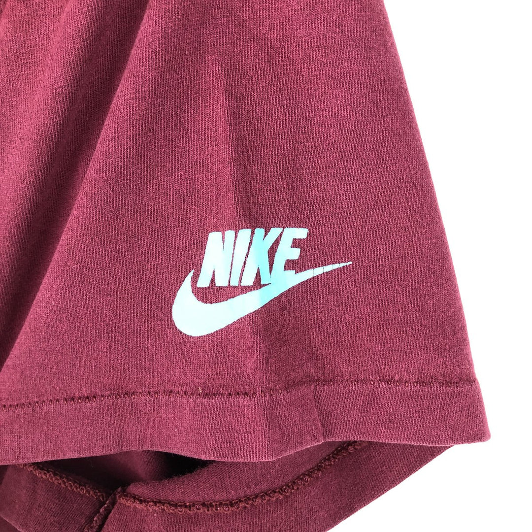 90'S Nike Silver Tag Sports Print T-Shirt Made in USA Men's L Size Vintage cotton wine-red Vintage Second Hand