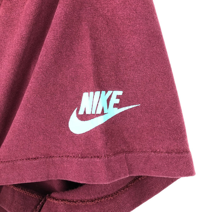 90'S Nike Silver Tag Sports Print T-Shirt Made in USA Men's L Size Vintage cotton wine-red Vintage Second Hand