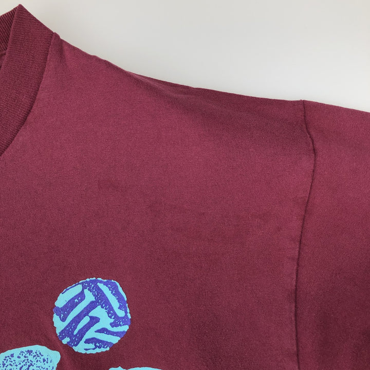 90'S Nike Silver Tag Sports Print T-Shirt Made in USA Men's L Size Vintage cotton wine-red Vintage Second Hand