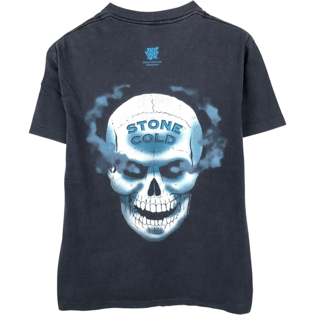 ~90'S STONE COLD Skull Pattern Pro Wrestling Sports Print T-Shirt Men's Size M (Vintage) unclear navy blue type Vintage Second Hand