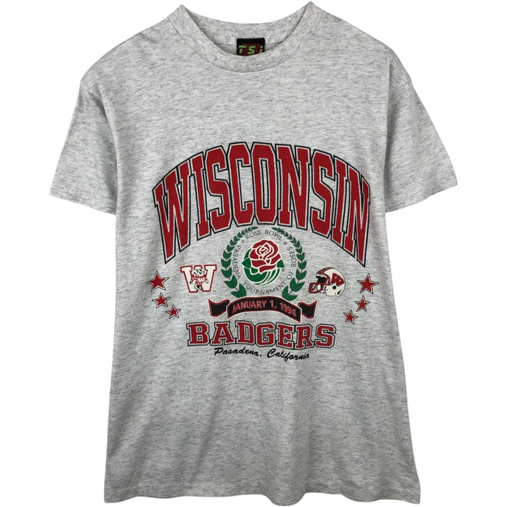 90'S TSI Floral College T-Shirt, Made in USA, Men's Size M (Equivalent), Vintage unclear gray type Vintage Second Hand