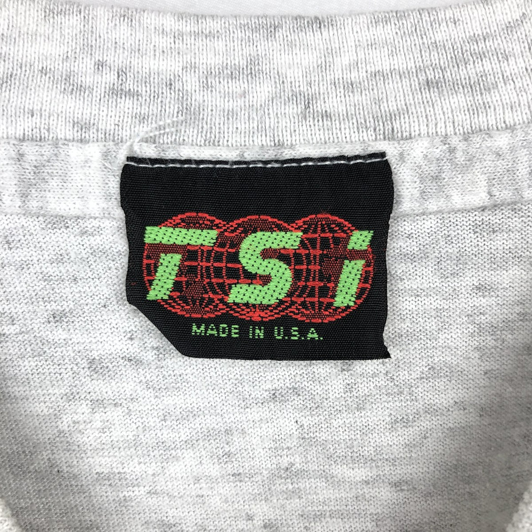 90'S TSI Floral College T-Shirt, Made in USA, Men's Size M (Equivalent), Vintage unclear gray type Vintage Second Hand