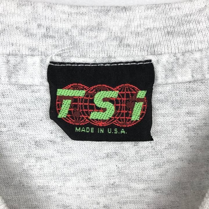 90'S TSI Floral College T-Shirt, Made in USA, Men's Size M (Equivalent), Vintage unclear gray type Vintage Second Hand