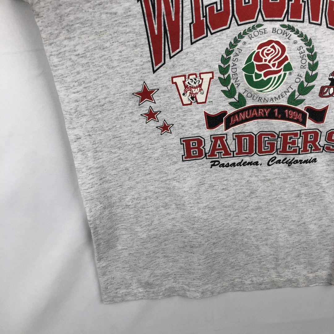 90'S TSI Floral College T-Shirt, Made in USA, Men's Size M (Equivalent), Vintage unclear gray type Vintage Second Hand