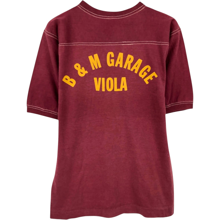 1980'S H.WOLF AND SONS Football T-shirt, Made in USA, Men's Size M (approx.), Vintage cotton wine-red Vintage Second Hand