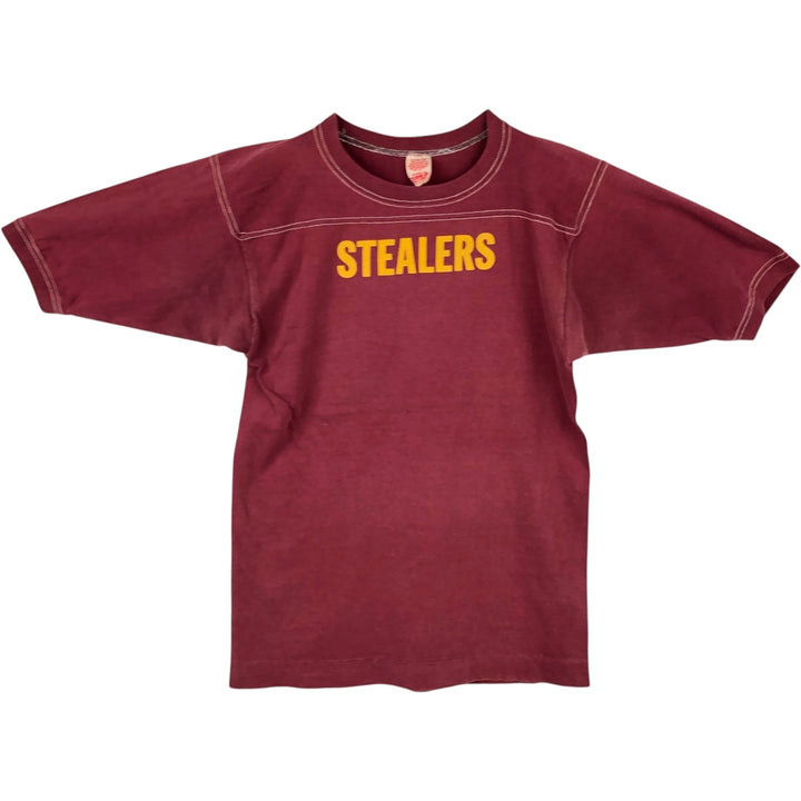 1980'S H.WOLF AND SONS Football T-shirt, Made in USA, Men's Size M (approx.), Vintage cotton wine-red Vintage Second Hand