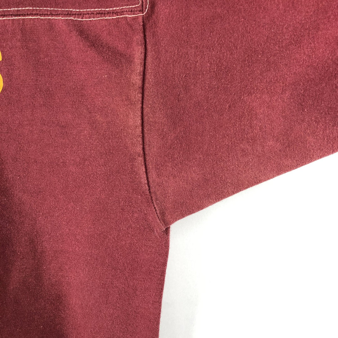 1980'S H.WOLF AND SONS Football T-shirt, Made in USA, Men's Size M (approx.), Vintage cotton wine-red Vintage Second Hand