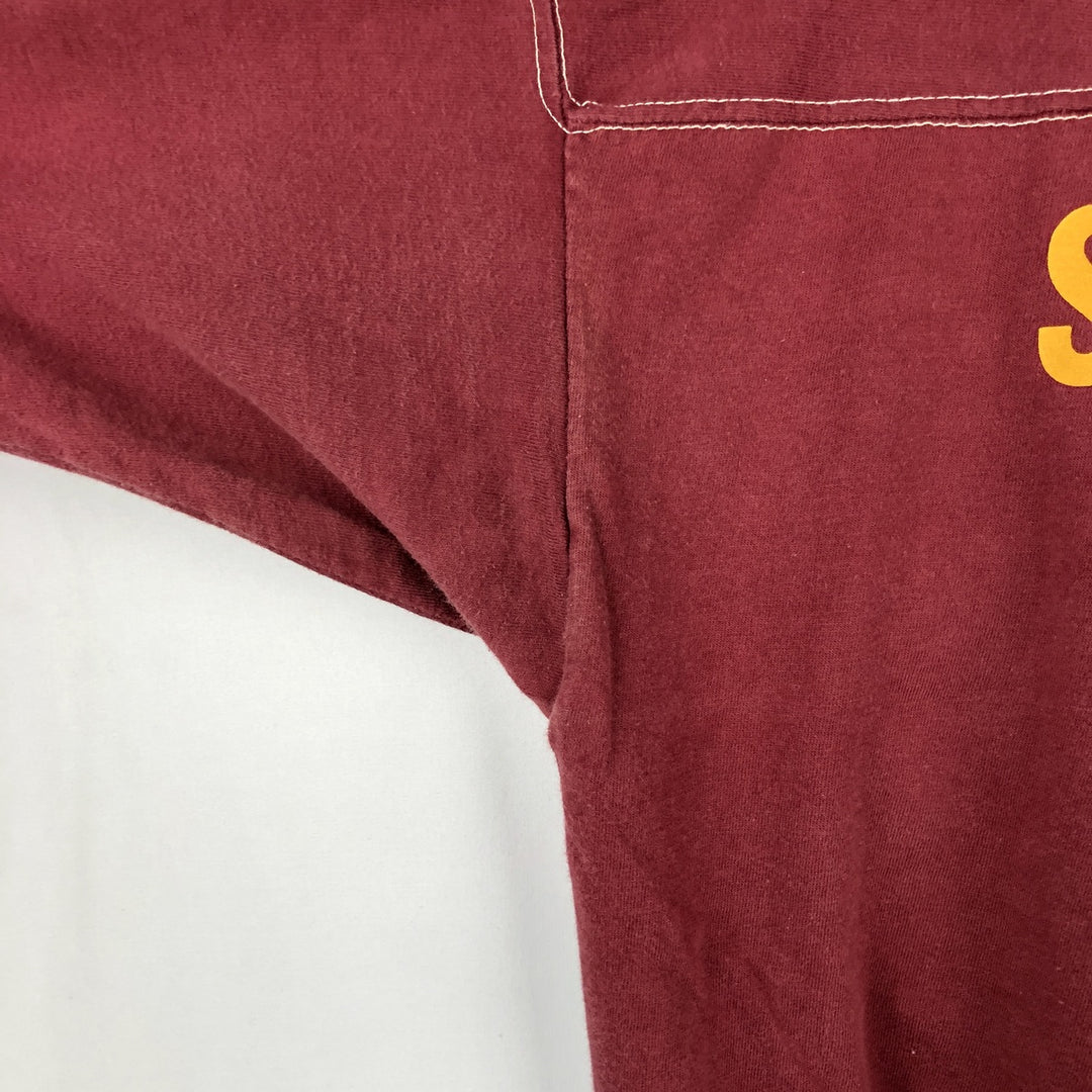 1980'S H.WOLF AND SONS Football T-shirt, Made in USA, Men's Size M (approx.), Vintage cotton wine-red Vintage Second Hand