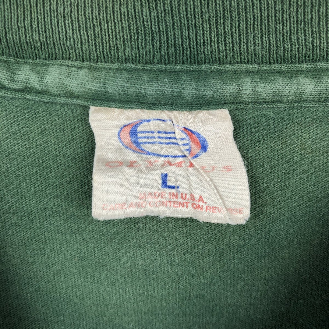 1990'S OLYMPUS MICHIGAN STATE (Michigan State University) College T-shirt, Made in USA, Men's Size L (approx.), Vintage cotton Green type dark green Vintage Second Hand