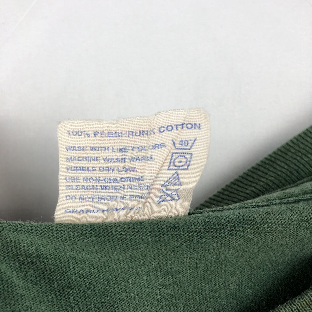 1990'S OLYMPUS MICHIGAN STATE (Michigan State University) College T-shirt, Made in USA, Men's Size L (approx.), Vintage cotton Green type dark green Vintage Second Hand