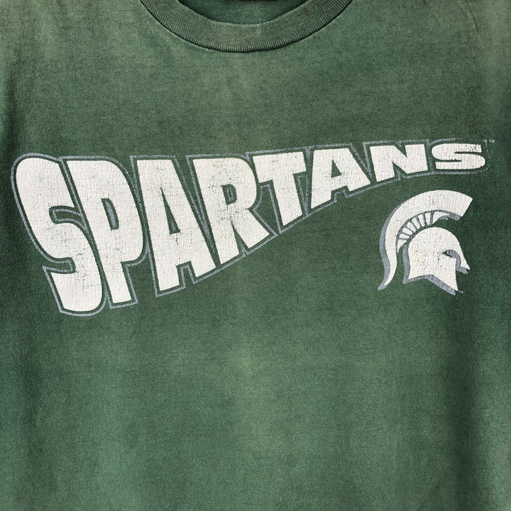 1990'S OLYMPUS MICHIGAN STATE (Michigan State University) College T-shirt, Made in USA, Men's Size L (approx.), Vintage cotton Green type dark green Vintage Second Hand