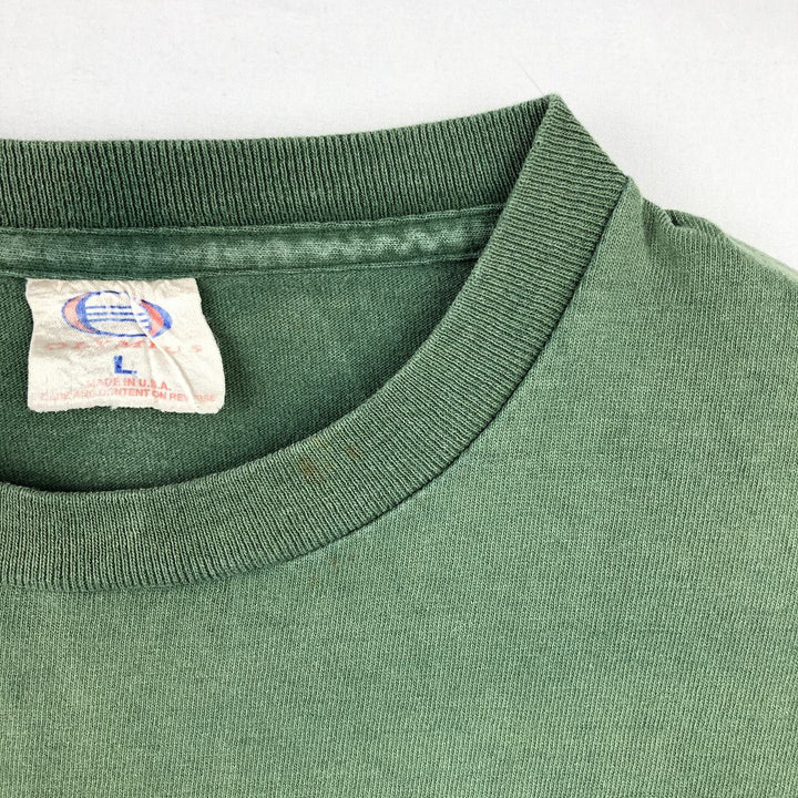 1990'S OLYMPUS MICHIGAN STATE (Michigan State University) College T-shirt, Made in USA, Men's Size L (approx.), Vintage cotton Green type dark green Vintage Second Hand