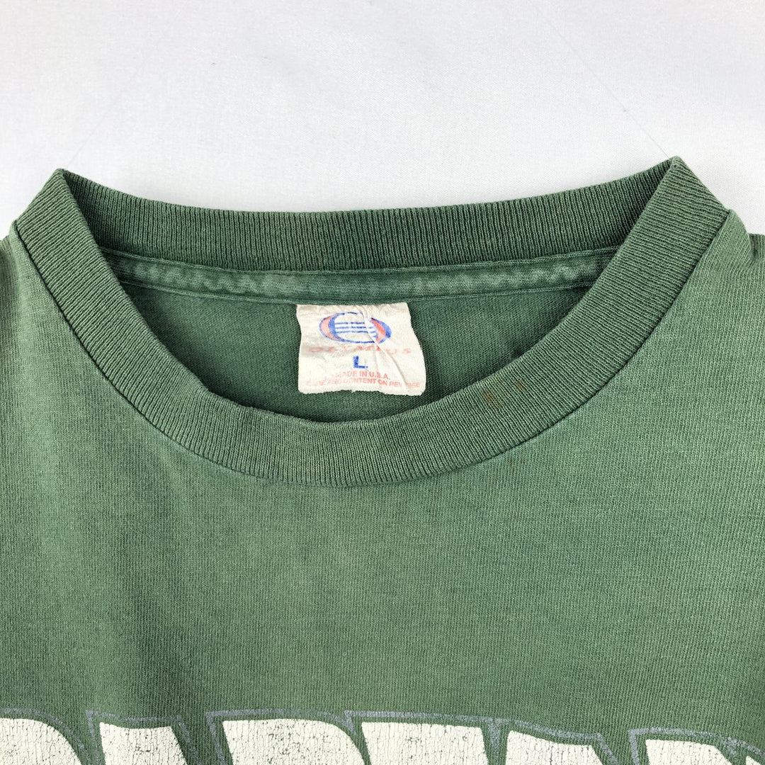1990'S OLYMPUS MICHIGAN STATE (Michigan State University) College T-shirt, Made in USA, Men's Size L (approx.), Vintage cotton Green type dark green Vintage Second Hand