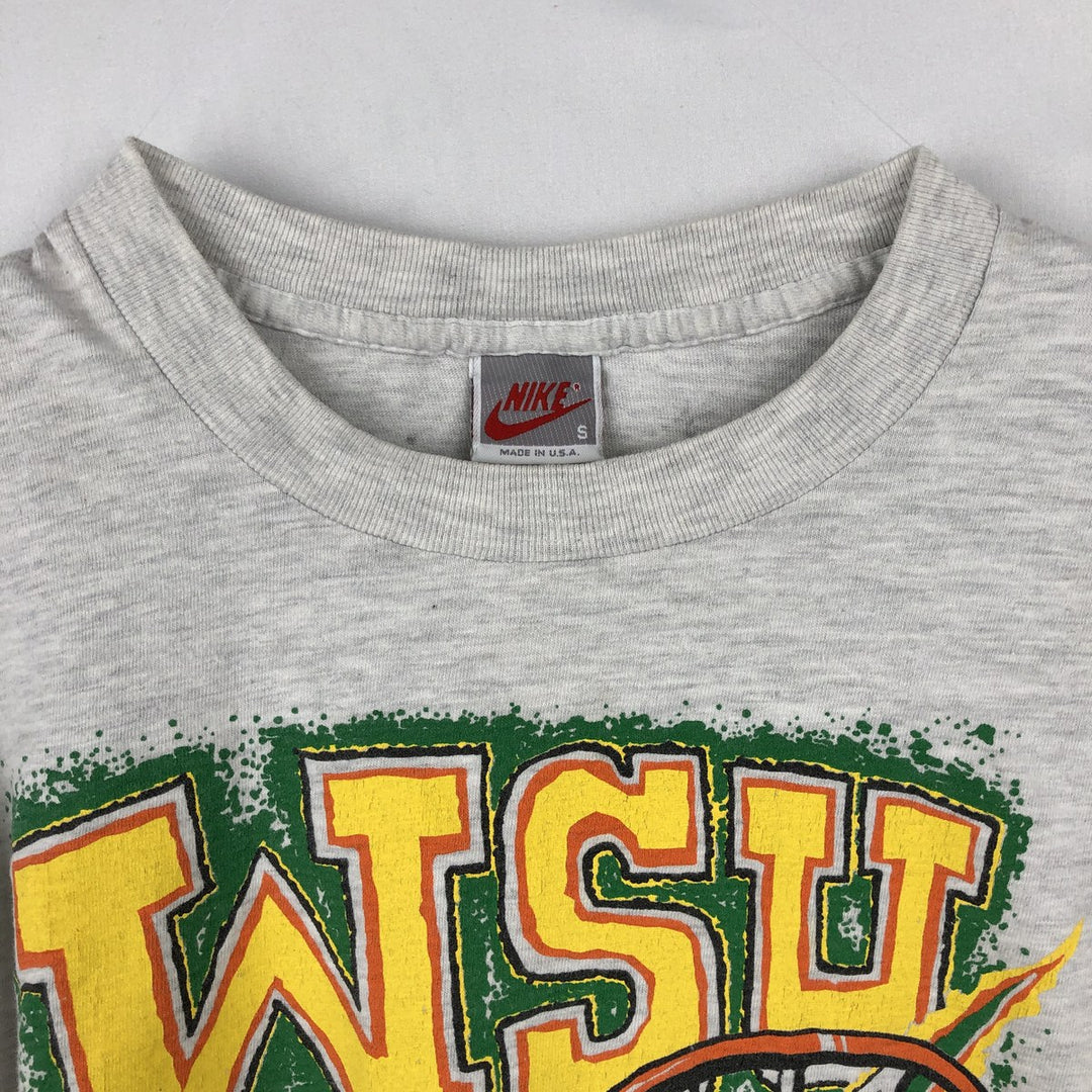 90'S Nike Silver Tag College T-Shirt, Made in USA, Men's Size S (Equivalent), Vintage cotton gray type Vintage Second Hand