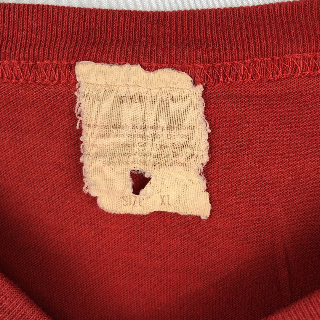 90'S Triple Print 5/8 Sleeve V-Neck College T-Shirt, Men's XL Equivalent, Vintage polyester red type Vintage Second Hand