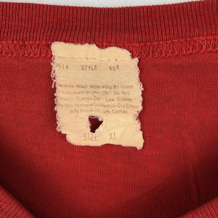 90'S Triple Print 5/8 Sleeve V-Neck College T-Shirt, Men's XL Equivalent, Vintage polyester red type Vintage Second Hand