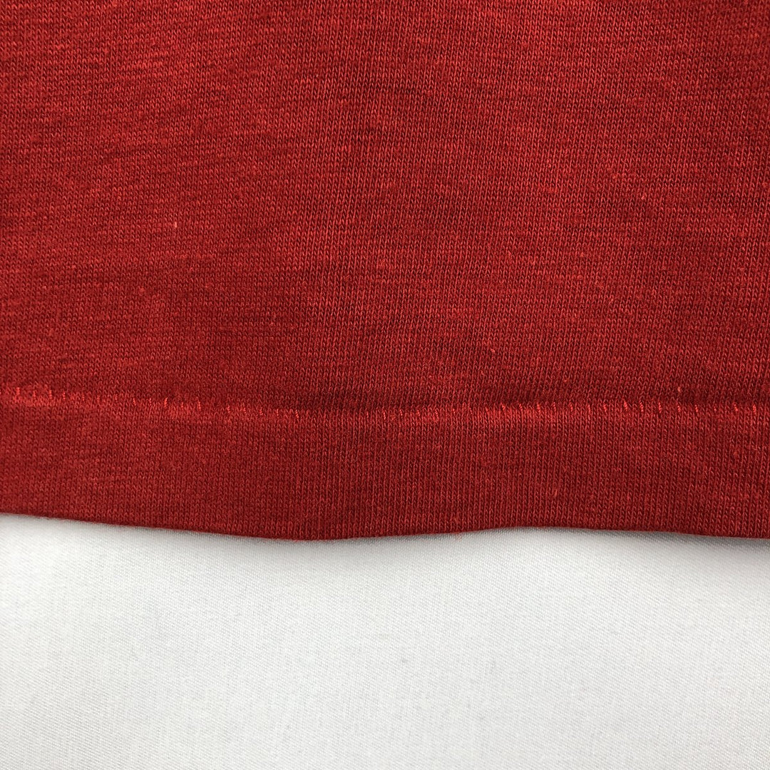 90'S Triple Print 5/8 Sleeve V-Neck College T-Shirt, Men's XL Equivalent, Vintage polyester red type Vintage Second Hand