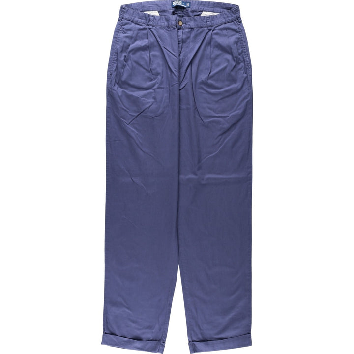 Ralph Lauren POLO by Ralph Lauren HAMMOND PANT, two-pleat chino pants, men's, w34 equivalent cotton Navy blue Vintage Second Hand