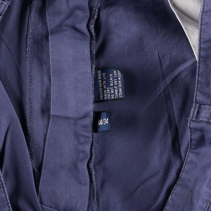 Ralph Lauren POLO by Ralph Lauren HAMMOND PANT, two-pleat chino pants, men's, w34 equivalent cotton Navy blue Vintage Second Hand