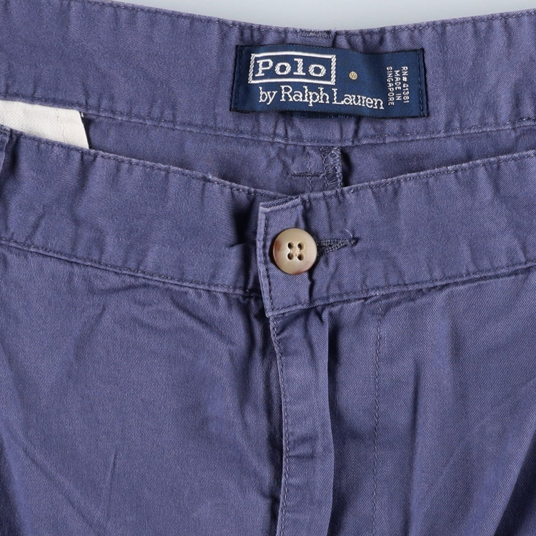 Ralph Lauren POLO by Ralph Lauren HAMMOND PANT, two-pleat chino pants, men's, w34 equivalent cotton Navy blue Vintage Second Hand