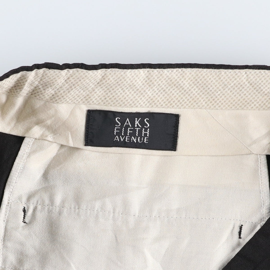 SAKS FIFTH AVENUE Two-Pleat Linen Trousers, Made in Canada, Men's Size W34 (approx.) linen black type Vintage Second Hand