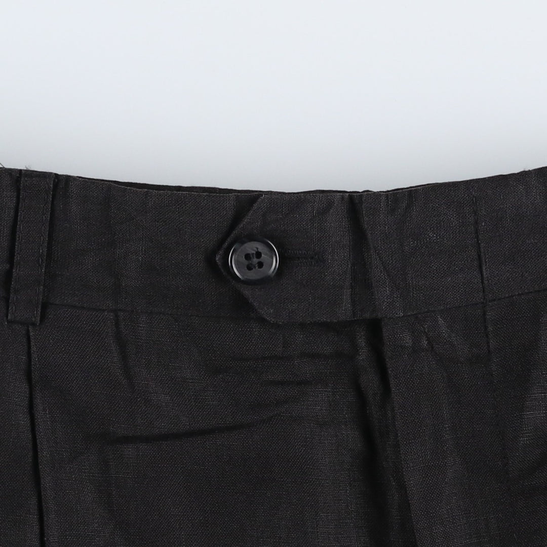 SAKS FIFTH AVENUE Two-Pleat Linen Trousers, Made in Canada, Men's Size W34 (approx.) linen black type Vintage Second Hand
